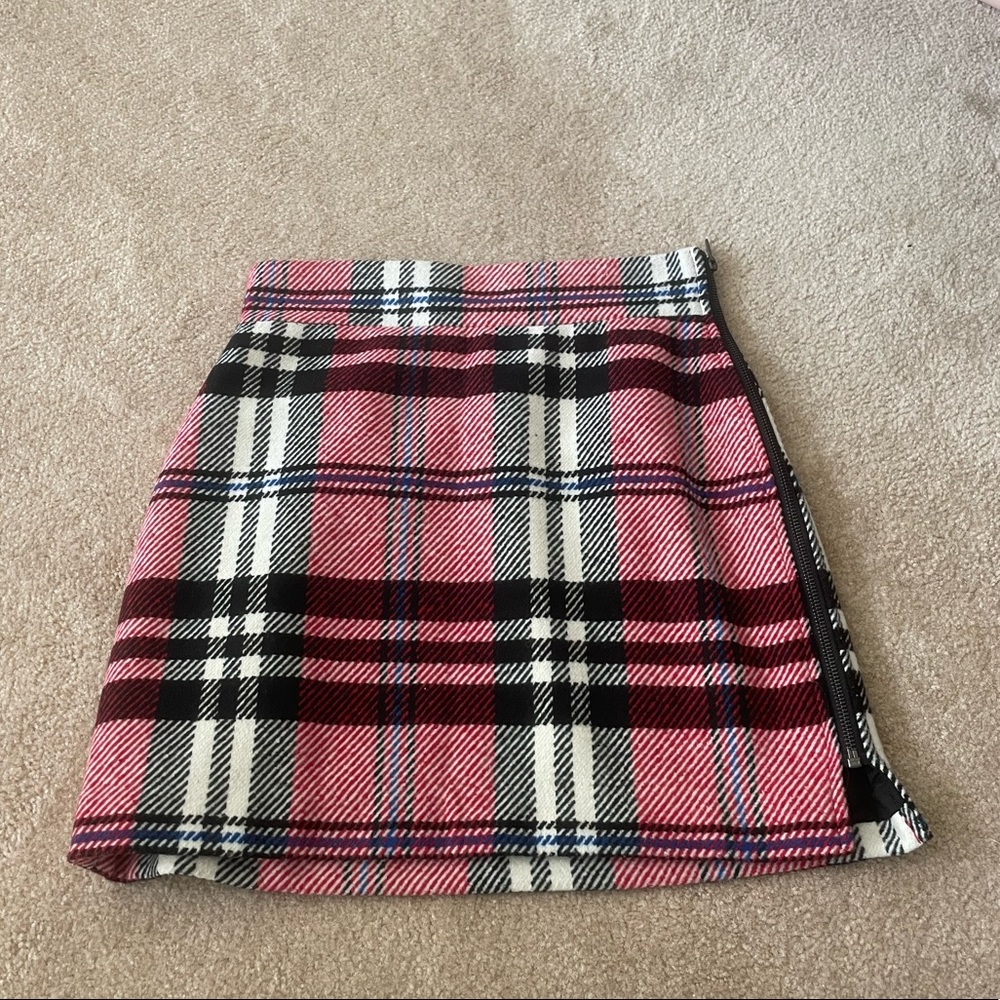 Topshop red plaid skirt size 6